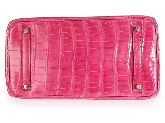 Hermès Hermes Rose Scheherazade Shiny Porosus Coccodrillo Birkin 35 PHW Rosso - vista 2