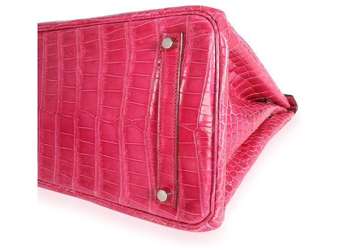 Hermès Hermes Rose Scheherazade Shiny Porosus Coccodrillo Birkin 35 PHW Rosso - vista 3