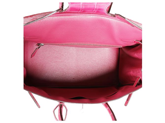 Hermès Hermes Rose Scheherazade Shiny Porosus Coccodrillo Birkin 35 PHW Rosso - vista 4