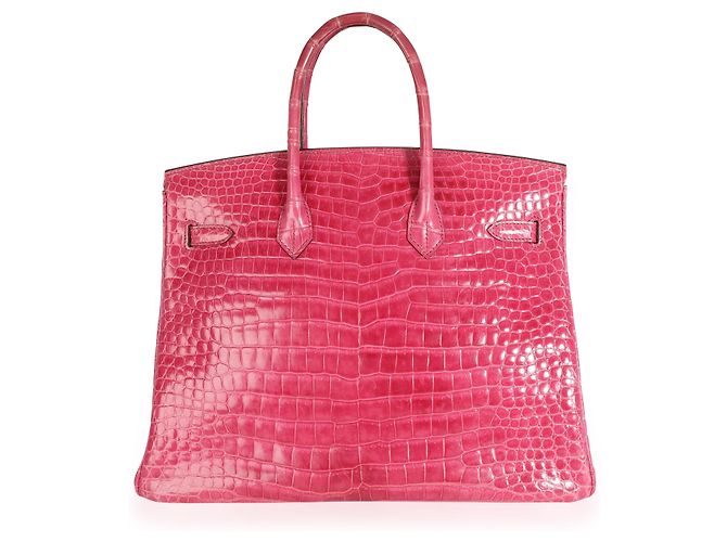 Hermès Hermes Rose Scheherazade Shiny Porosus Coccodrillo Birkin 35 PHW Rosso - vista 5