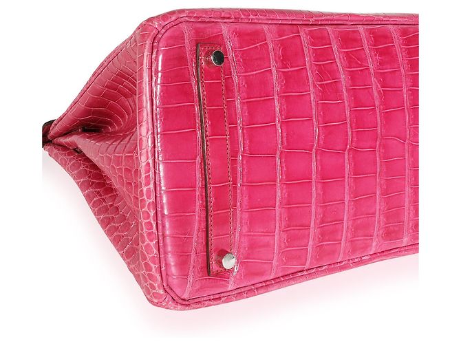 Hermès Hermes Rose Scheherazade Shiny Porosus Coccodrillo Birkin 35 PHW Rosso - vista 6