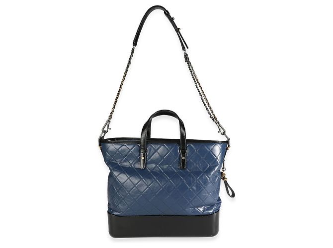 Chanel Black & Blue Gestepptes Kalbsleder Große Gabrielle Einkaufstasche - vista 7