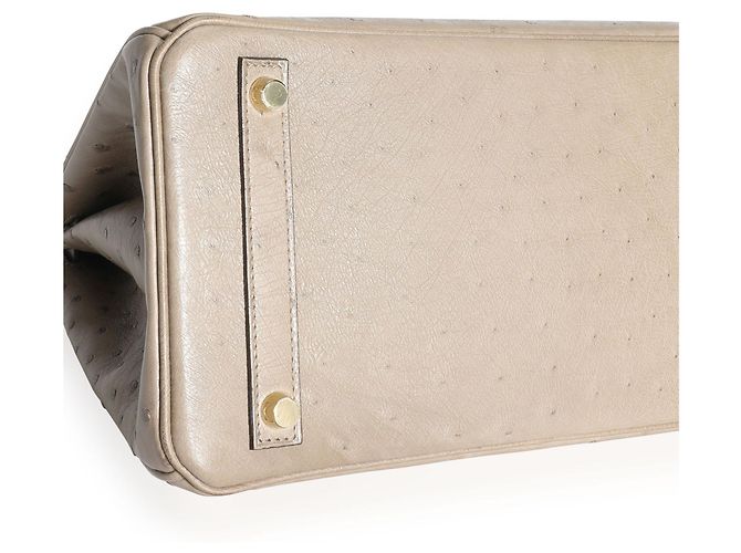 Hermès Hermes Gris Tourterelle Birkin di struzzo 30 GHW Carne - vista 2