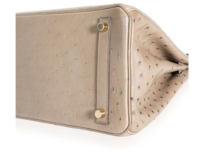 Hermès Hermes Gris Tourterelle Birkin di struzzo 30 GHW Carne - vista 3