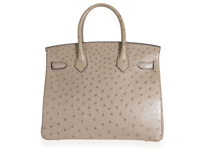 Hermès Hermes Gris Tourterelle Birkin di struzzo 30 GHW Carne - vista 4