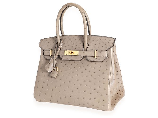 Hermès Hermes Gris Tourterelle Birkin di struzzo 30 GHW Carne - vista 6
