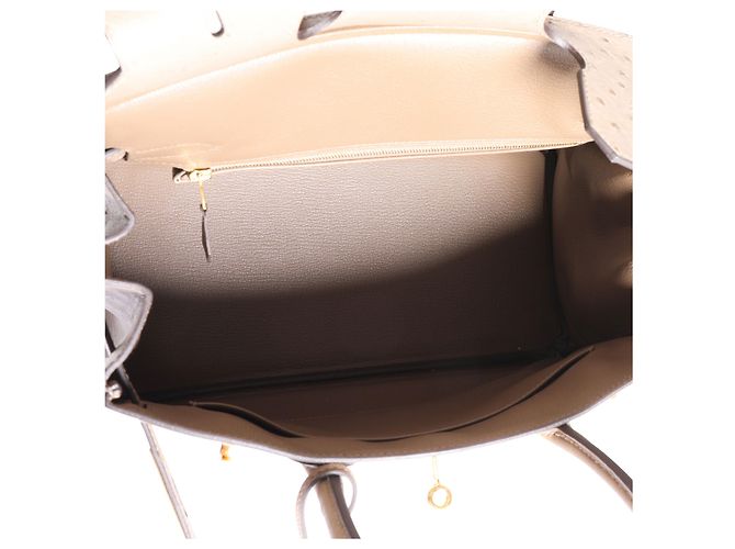 Hermès Hermes Gris Tourterelle Birkin di struzzo 30 GHW Carne - vista 7