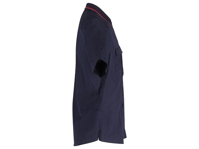 Camisa gola listrada Gucci em algodão azul marinho - vista 2