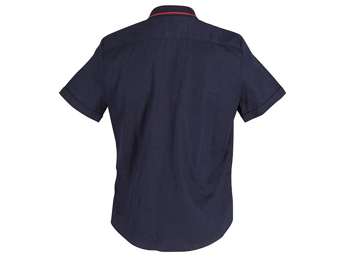 Camisa gola listrada Gucci em algodão azul marinho - vista 3