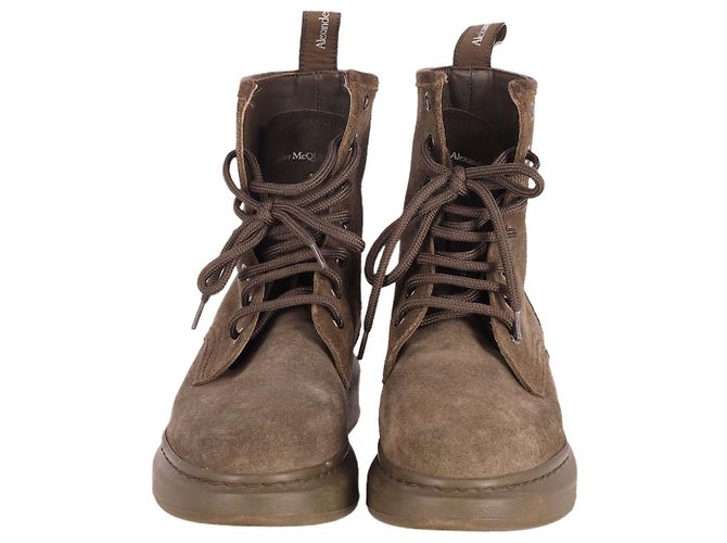 Alexander Mcqueen Combat Boots zum Schnüren in Khaki Wildleder - Ansicht 2