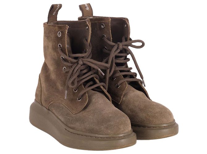 Alexander Mcqueen Combat Boots zum Schnüren in Khaki Wildleder - Ansicht 3