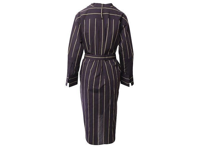 Abito a vestaglia a righe Joseph Janis in cotone marrone - vista 3