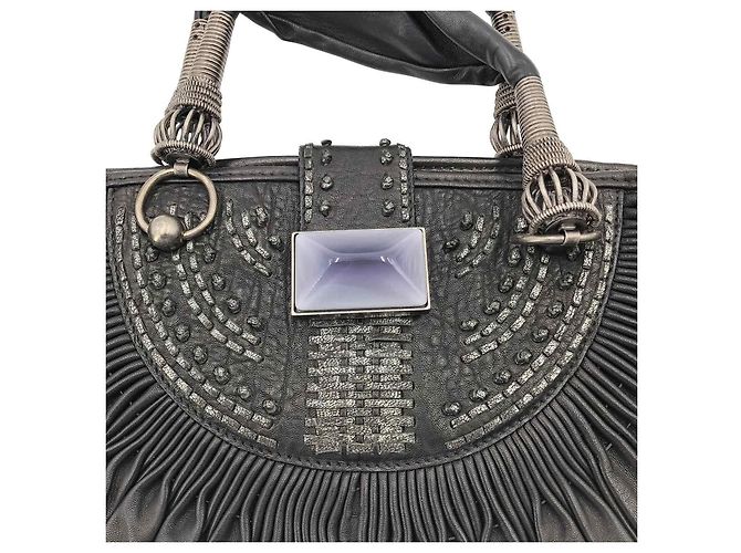 DIOR 2000s Borsa tote basket Plissé in pelle plissettata nera - vista 11