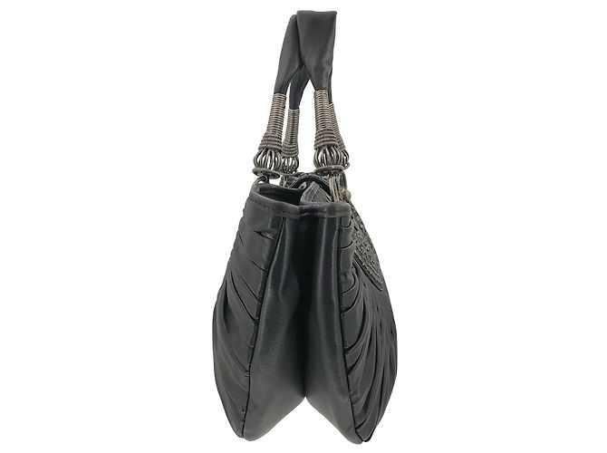 DIOR 2000s Borsa tote basket Plissé in pelle plissettata nera - vista 4