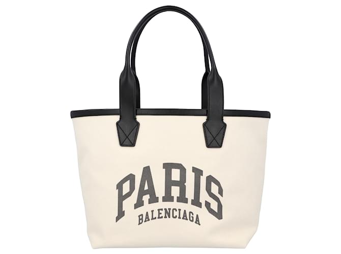 Balenciaga Women Cities Paris Jumbo small tote bag in beige canvas with ...