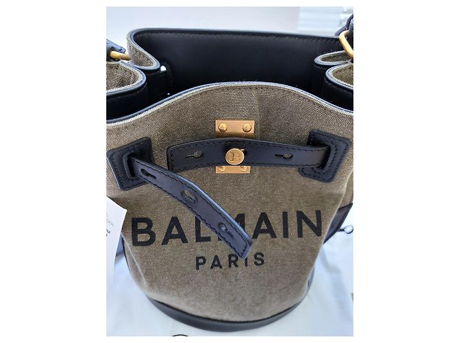 Balmain B-Army Bucket Bag Canvas Leather - view 10