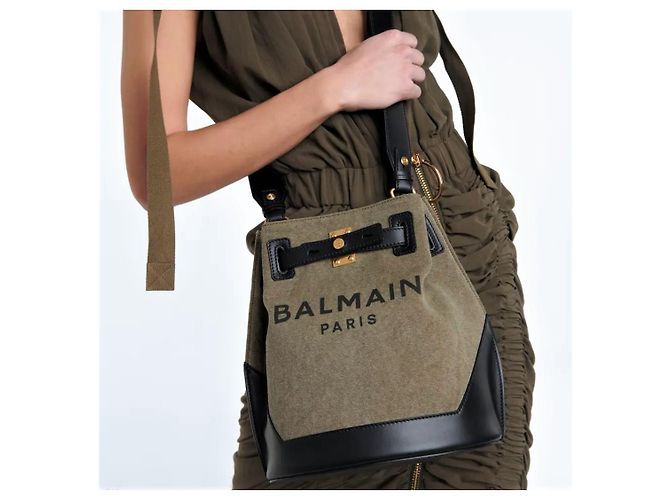 Balmain B-Army Bucket Bag Canvas Leather - view 2