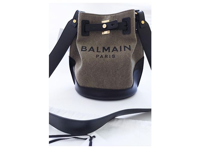 Balmain B-Army Bucket Bag Canvas Leather - view 3