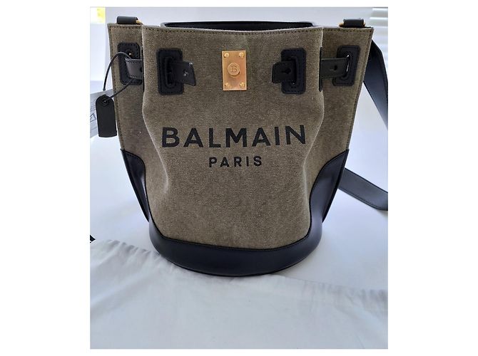 Balmain B-Army Bucket Bag Canvas Leather - view 5