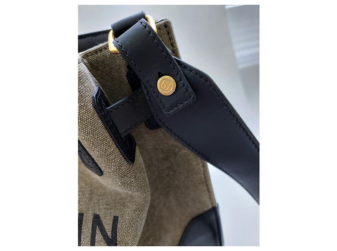 Balmain B-Army Bucket Bag Canvas Leather - view 6
