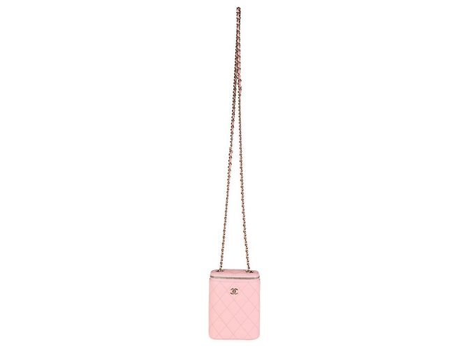 Chanel Pink Quilted Caviar Small Vertical Vanity Case - view 4