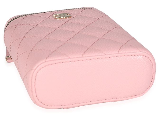 Chanel Pink Quilted Caviar Small Vertical Vanity Case - view 5