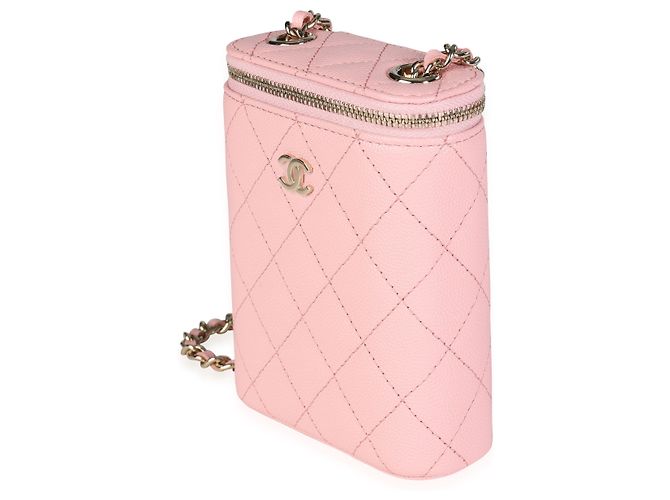 Chanel Pink Quilted Caviar Small Vertical Vanity Case - view 6
