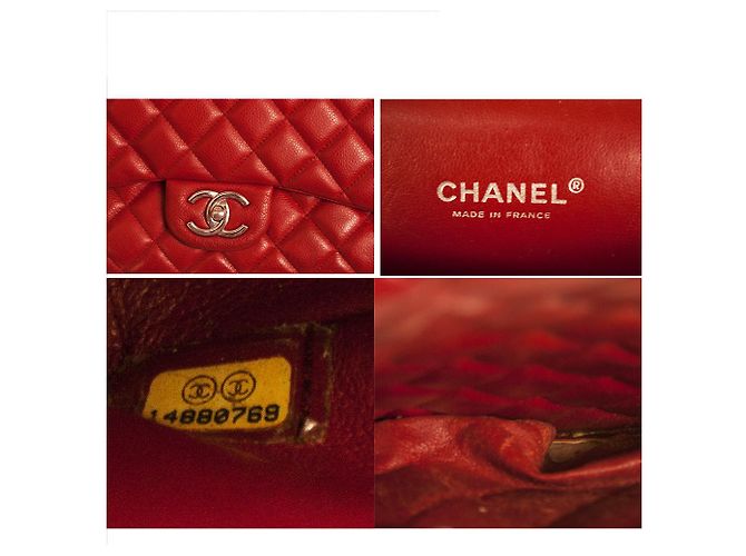 CHANEL Borsa Maxi con patta foderata in pelle caviale rossa Finiture argentate Rosso - vista 6