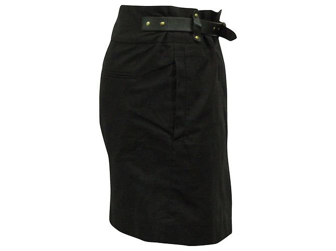 Falda Isabel Marant Cruzada con Cinturón en Algodón Negro - vista 2