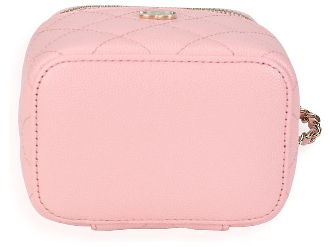 Vanity Mini estojo rosa acolchoado de caviar Chanel com corrente - vista 2
