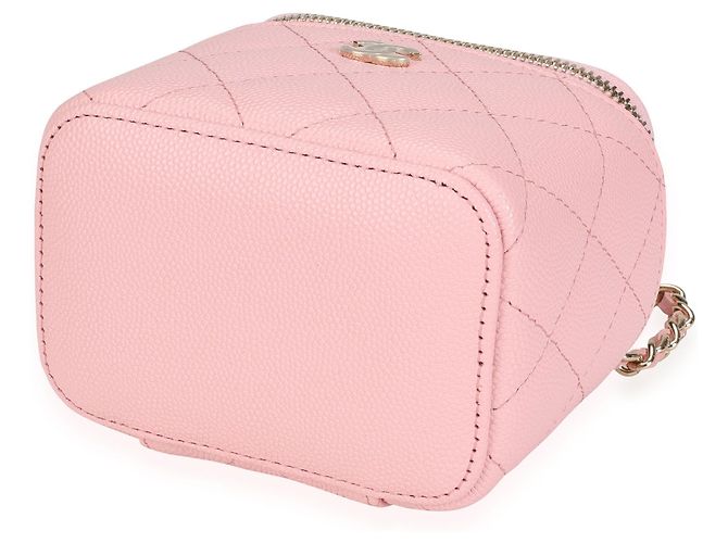 Vanity Mini estojo rosa acolchoado de caviar Chanel com corrente - vista 7