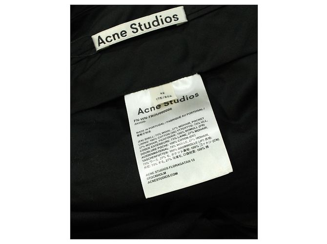 Pantalones capri de pernera recta en mezcla de lana negra de Acne Studios Negro - vista 3