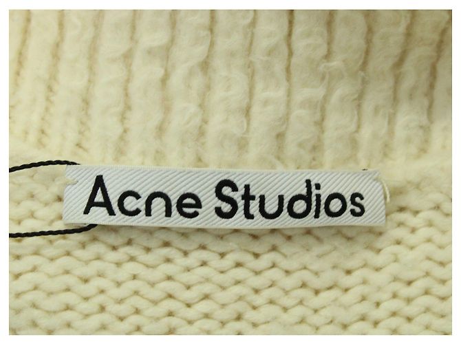 Acne Studios Gestricktes Poloshirt aus cremefarbener Baumwolle Weiß Roh - Ansicht 4