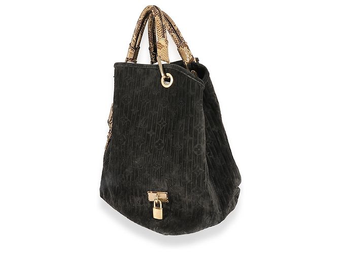 Borsa Louis Vuitton Kohl Suede Whisper Gm Nero - vista 3