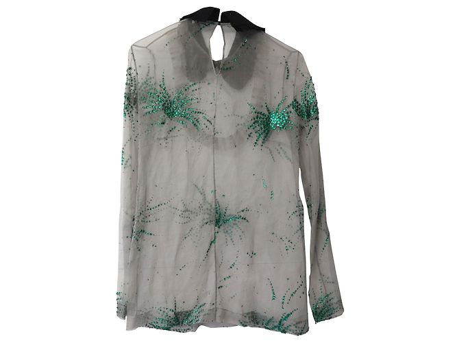 Blusa transparente adornada en seda negra de Miu Miu Negro - vista 5