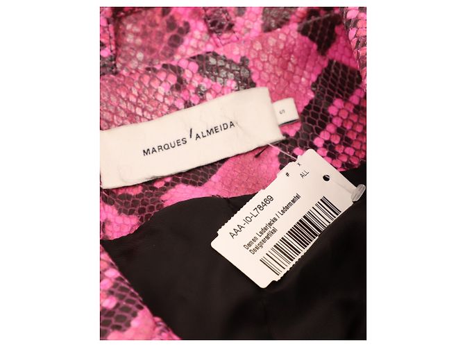 Marques Almeida Python Effect Biker Jacket in Pink Leather - view 4