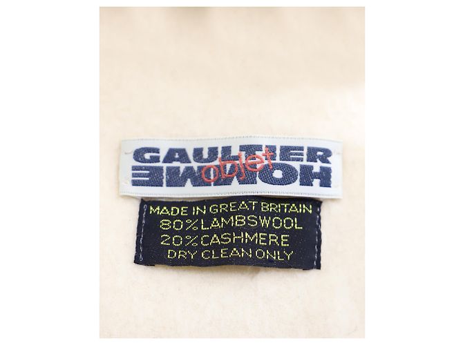 Cachecol com franjas Jean Paul Gaultier em lã creme - vista 4