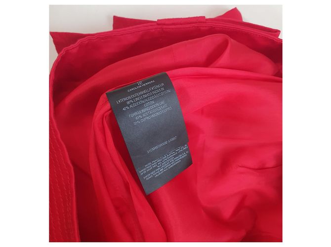 Falda Carolina Herrera Roja de Lino y Algodón S - vista 6