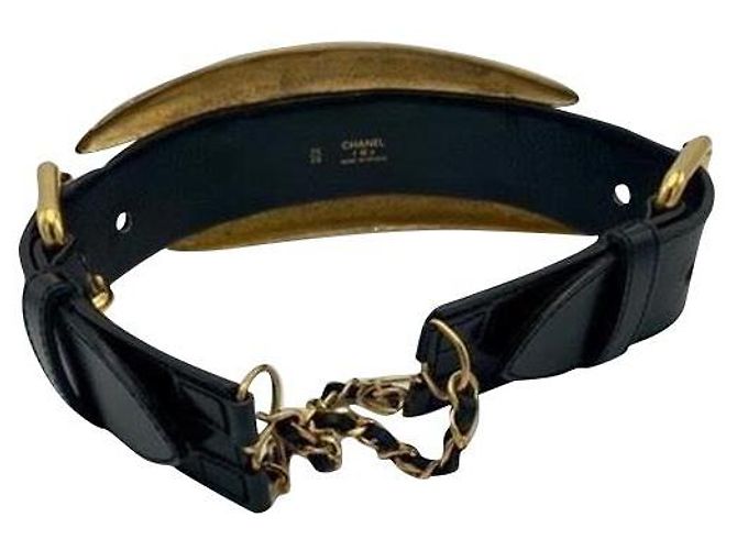 Chanel Champion Gold Vintage Gürtel Schwarz Golden - Ansicht 2