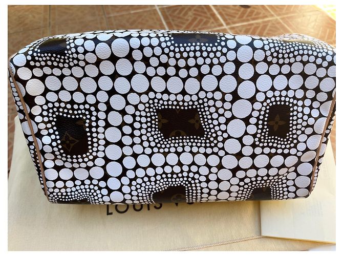 Louis Vuitton Speedy Yayoi Kusama Handtasche weiß Stoff - Ansicht 2