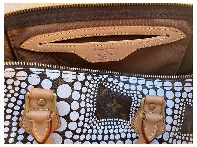 Louis Vuitton Speedy Yayoi Kusama Handtasche weiß Stoff - Ansicht 3