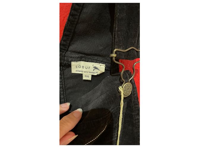 Soeur Latzhose aus schwarzem Samt 135 cm - Ansicht 3