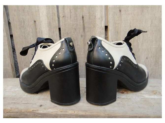 Max & Co Brogue aus Leder Schwarz Weiß 39 - Ansicht 4