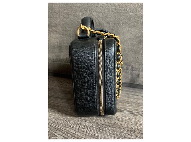 Chanel Filigree Vanity Case in pelle caviar nera Nero - vista 6