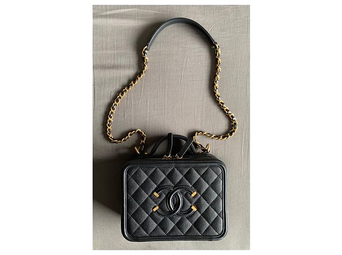 Chanel Filigree Vanity Case in pelle caviar nera Nero - vista 9
