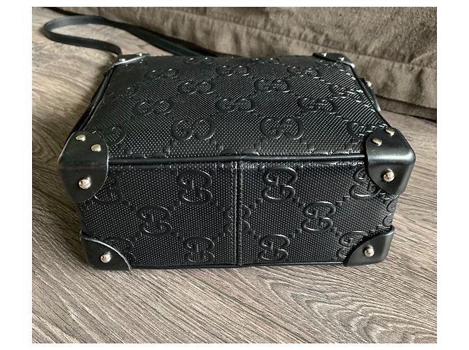 Borsa messenger Gucci GG in pelle nera Nero - vista 5