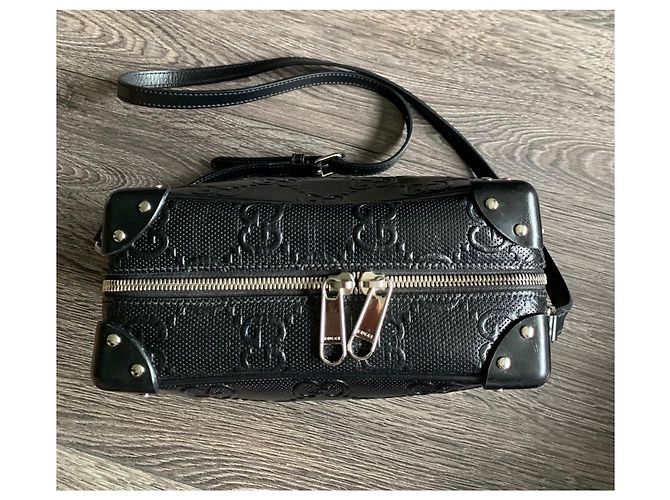 Borsa messenger Gucci GG in pelle nera Nero - vista 6