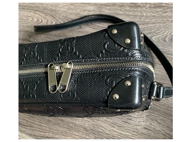 Borsa messenger Gucci GG in pelle nera Nero - vista 7