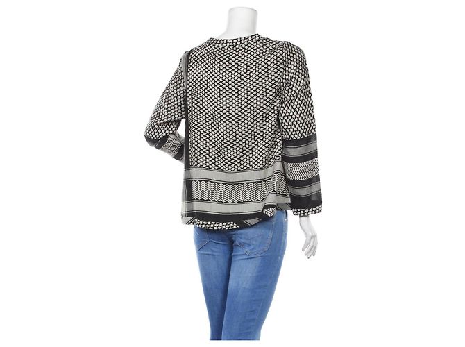 Top Cecilie Copenhagen Negro Crudo Algodón Beige - vista 2