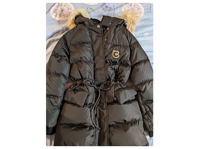 Abrigo acolchado Coach de nailon con capucha de piel de cordero Negro Beige Crudo Coñac - vista 2